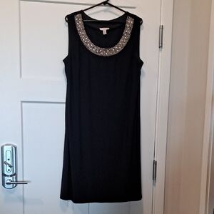Chic Black Dress with Silver Embellishments